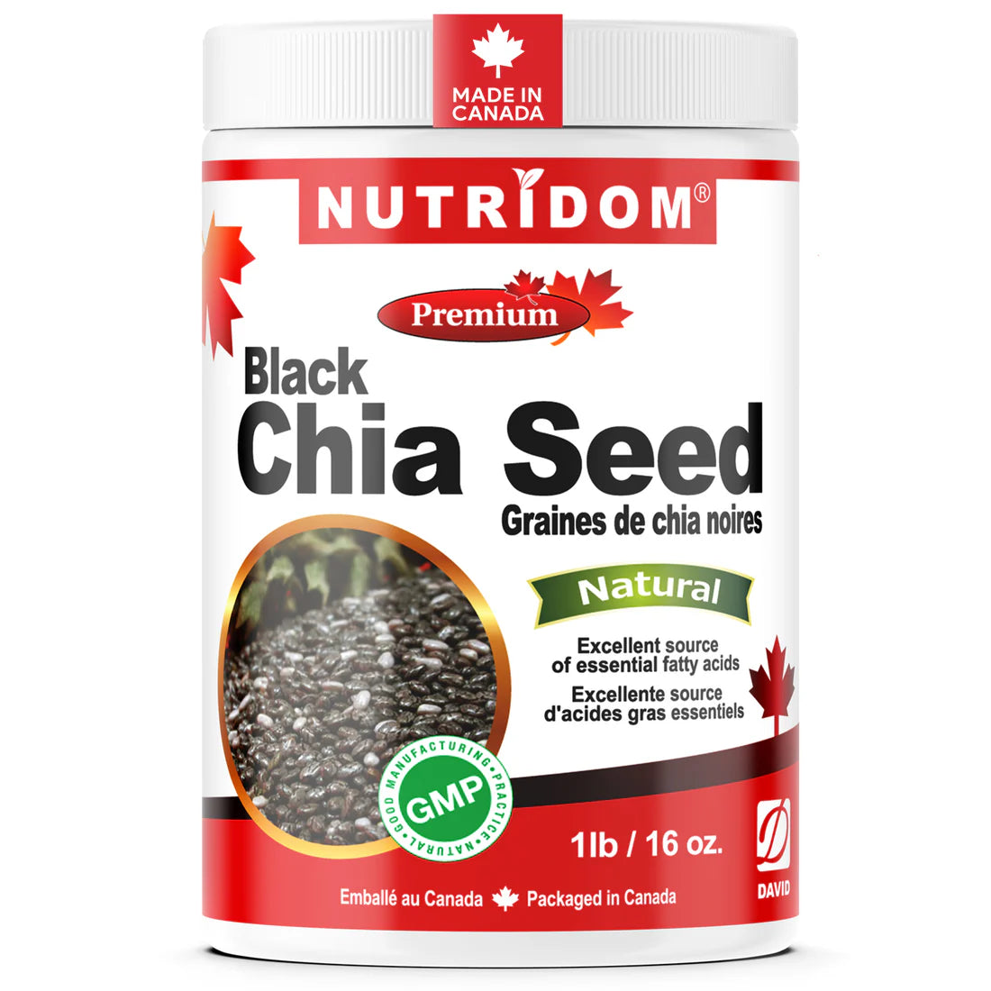 Nutridom Certified Organic Raw Black Chia Seeds – 1lb