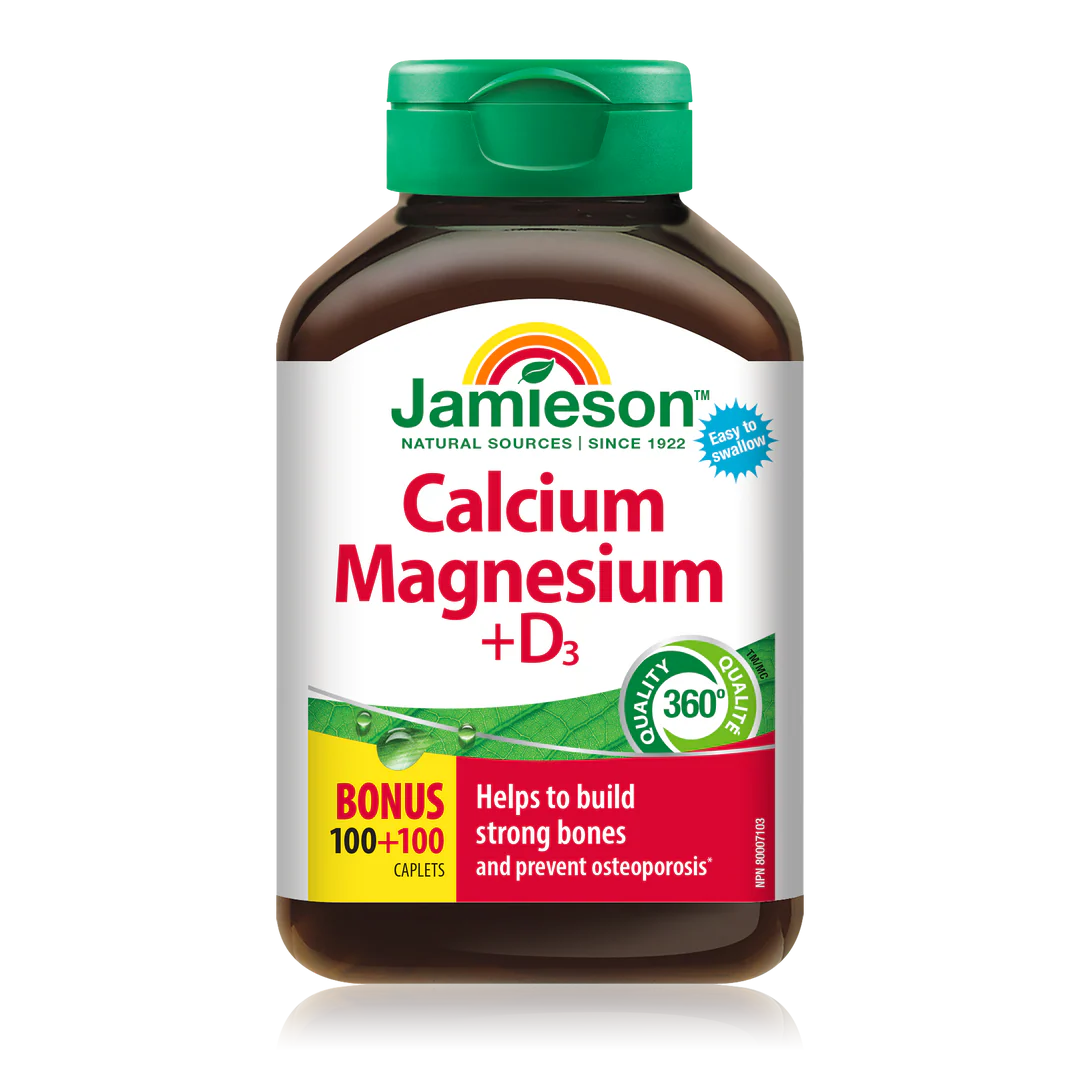 Jamieson Calcium Magnesium & Vitamin D3 – 100 + 100 Caplets