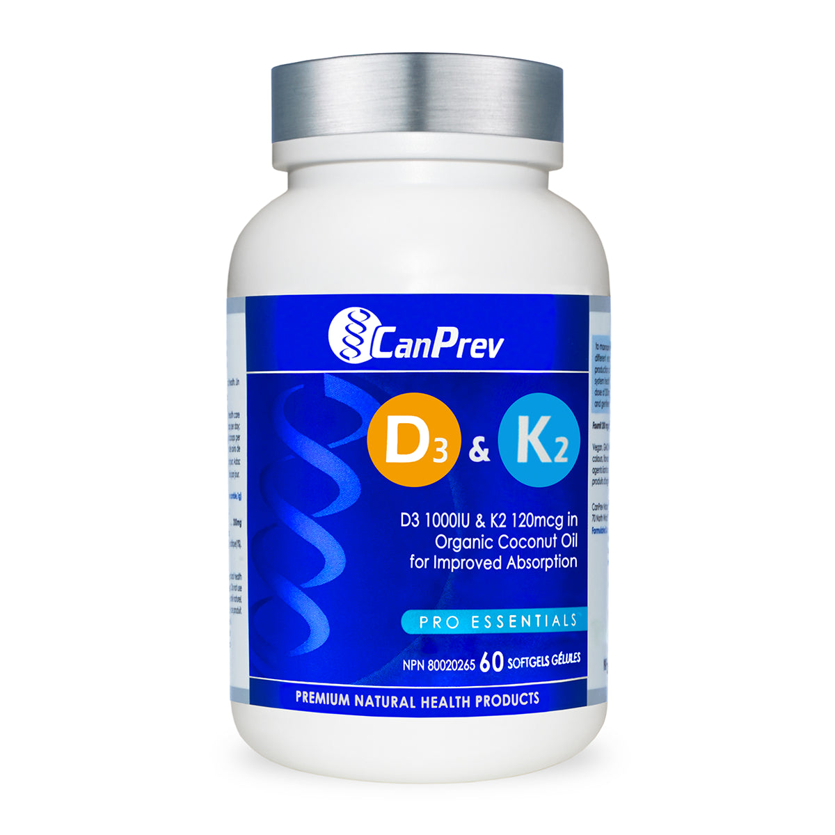 CanPrev Vitamin D3 & K2 + MCT – 60 Softgels
