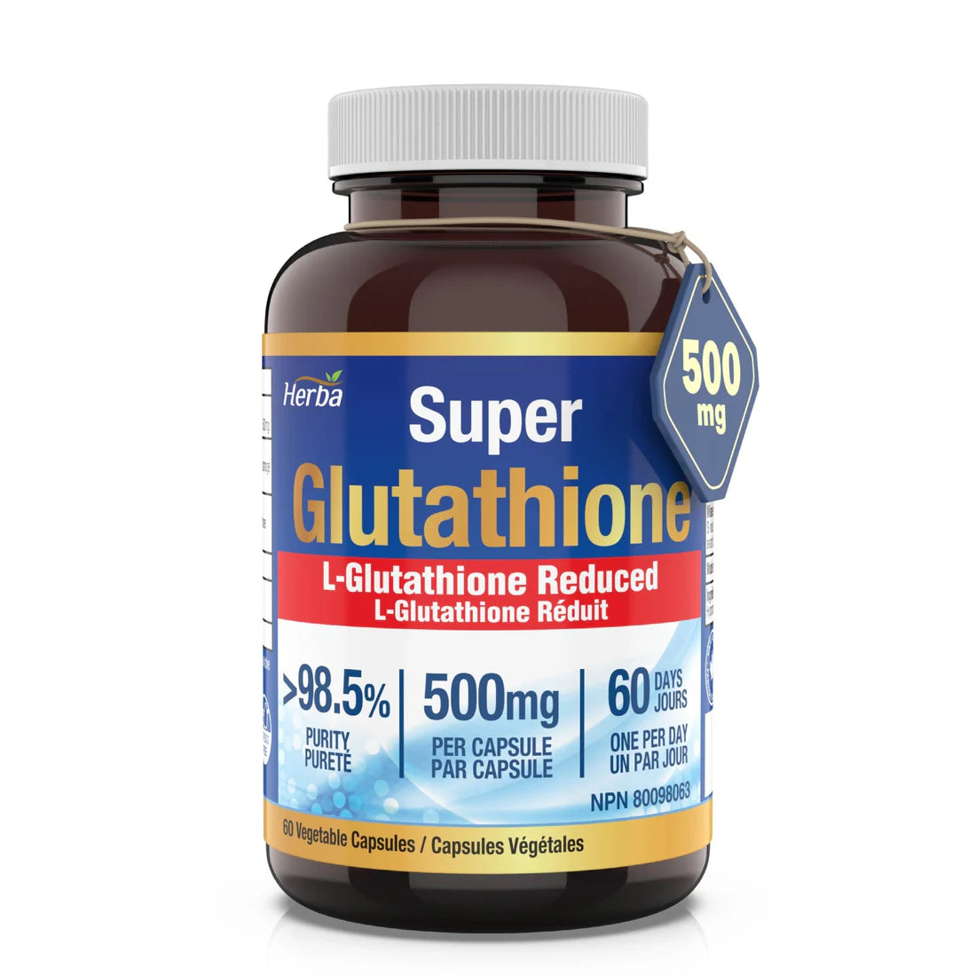 Herba Glutathione Supplements – 500 mg | 60 Vegetable Capsules (Reduced L-Glutathione)