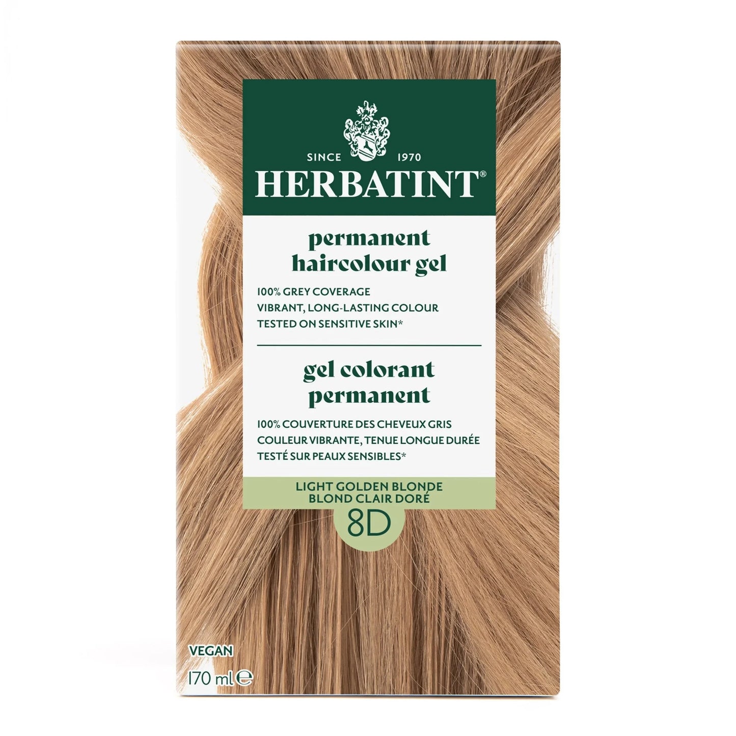 Herbatint Permanent Hair Color Gel – 8D Light Golden Blonde 170 mL