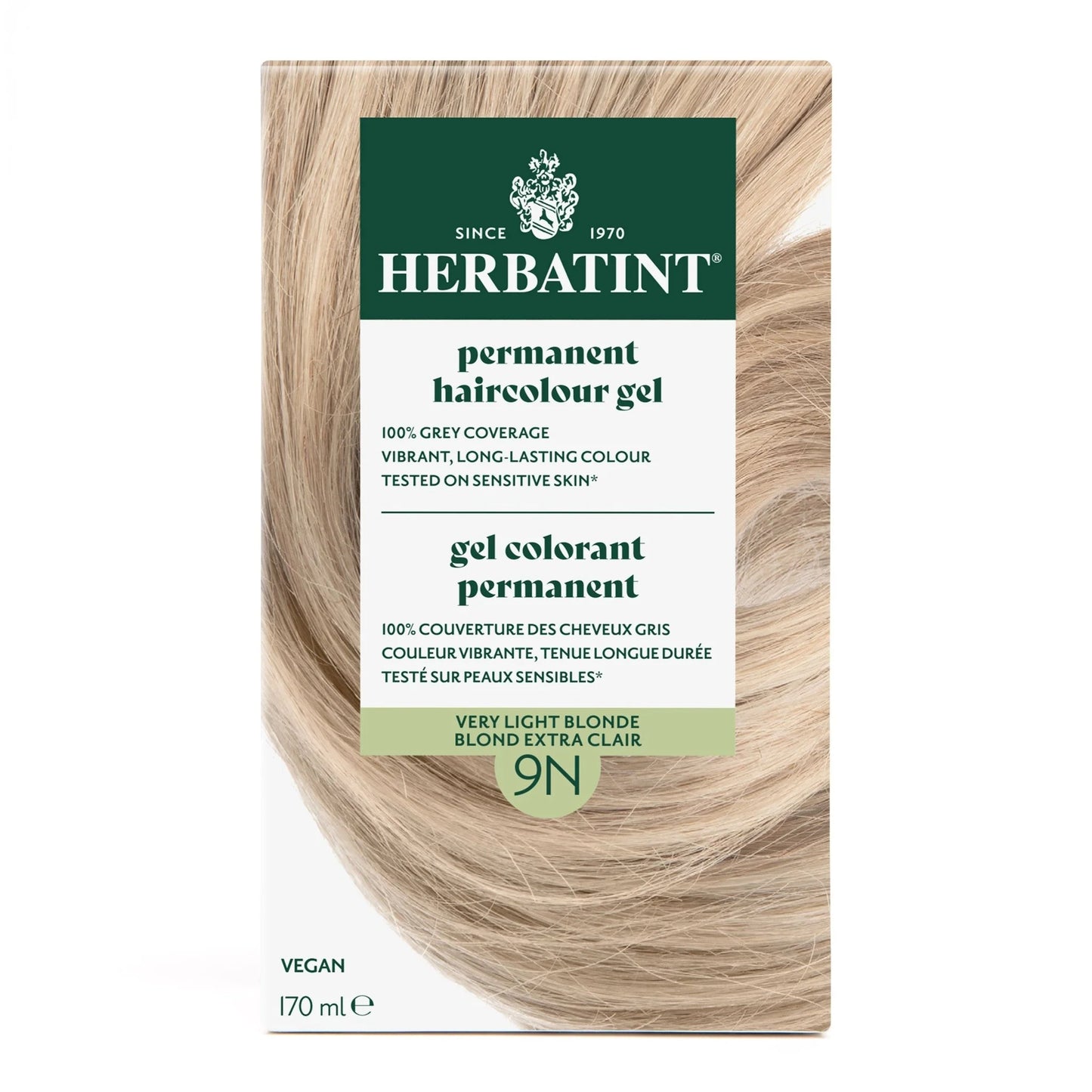 Herbatint Permanent Hair Color Gel 9N – Very Light Blonde (170 mL)