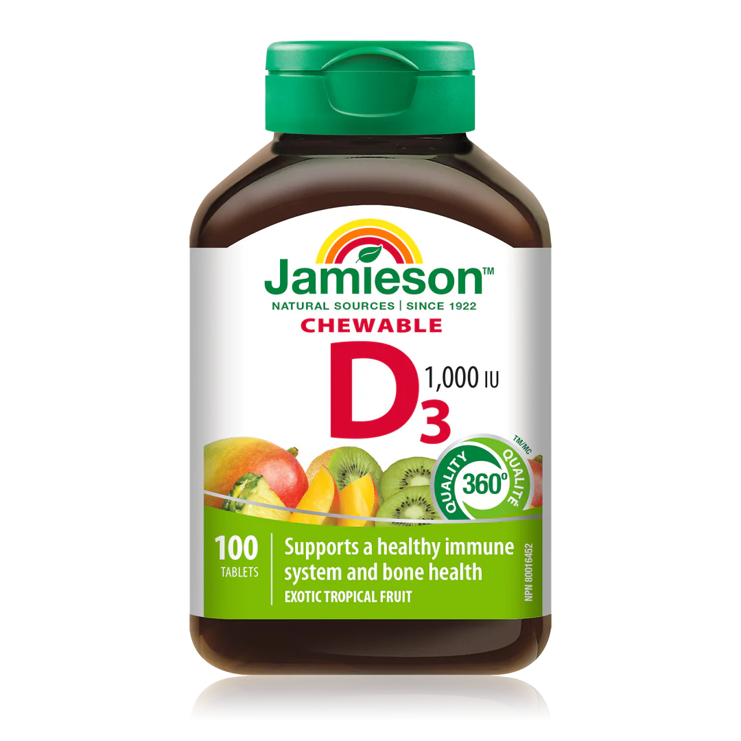 Jamieson Vitamin D3 1000 IU Chew – Tropical (100 Chewables)