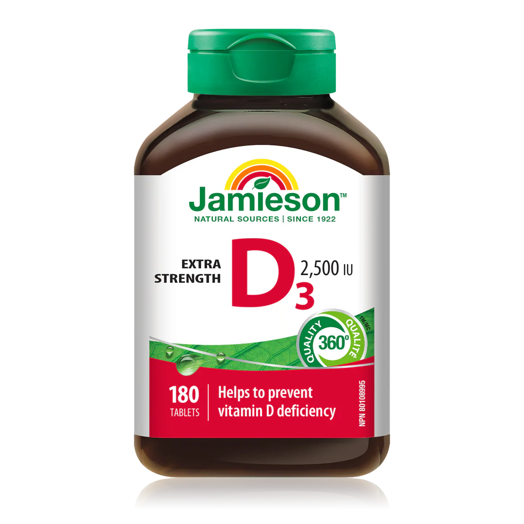 Jamieson Vitamin D3 2500 IU – 180 Caplets