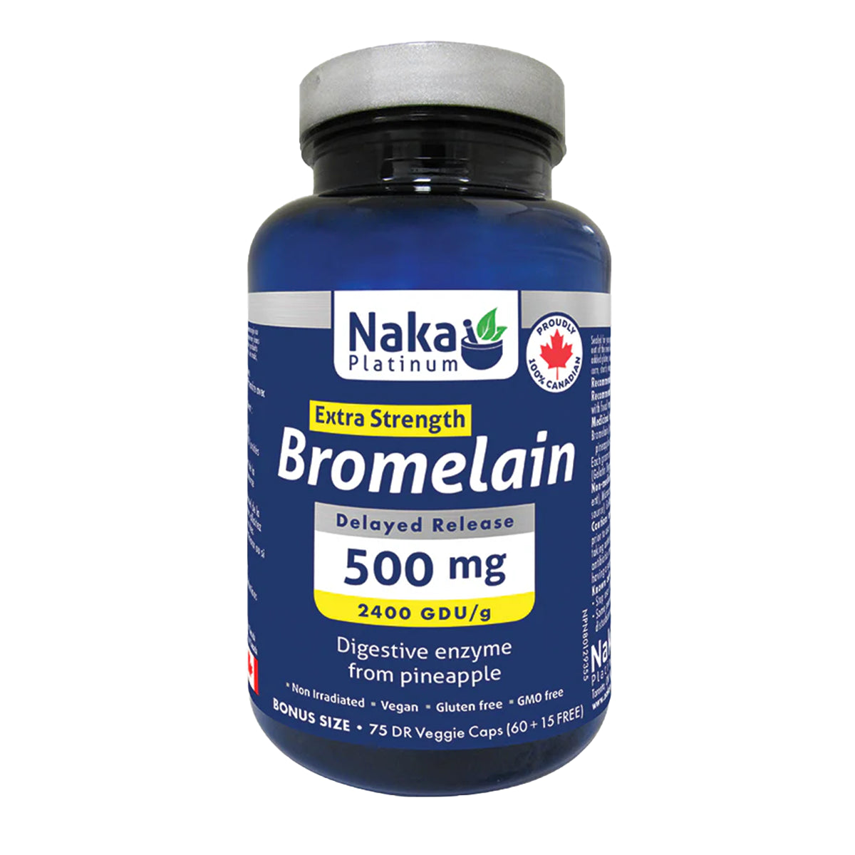 Naka Platinum Bromelain Extra Strength – 75 Veggie Caps