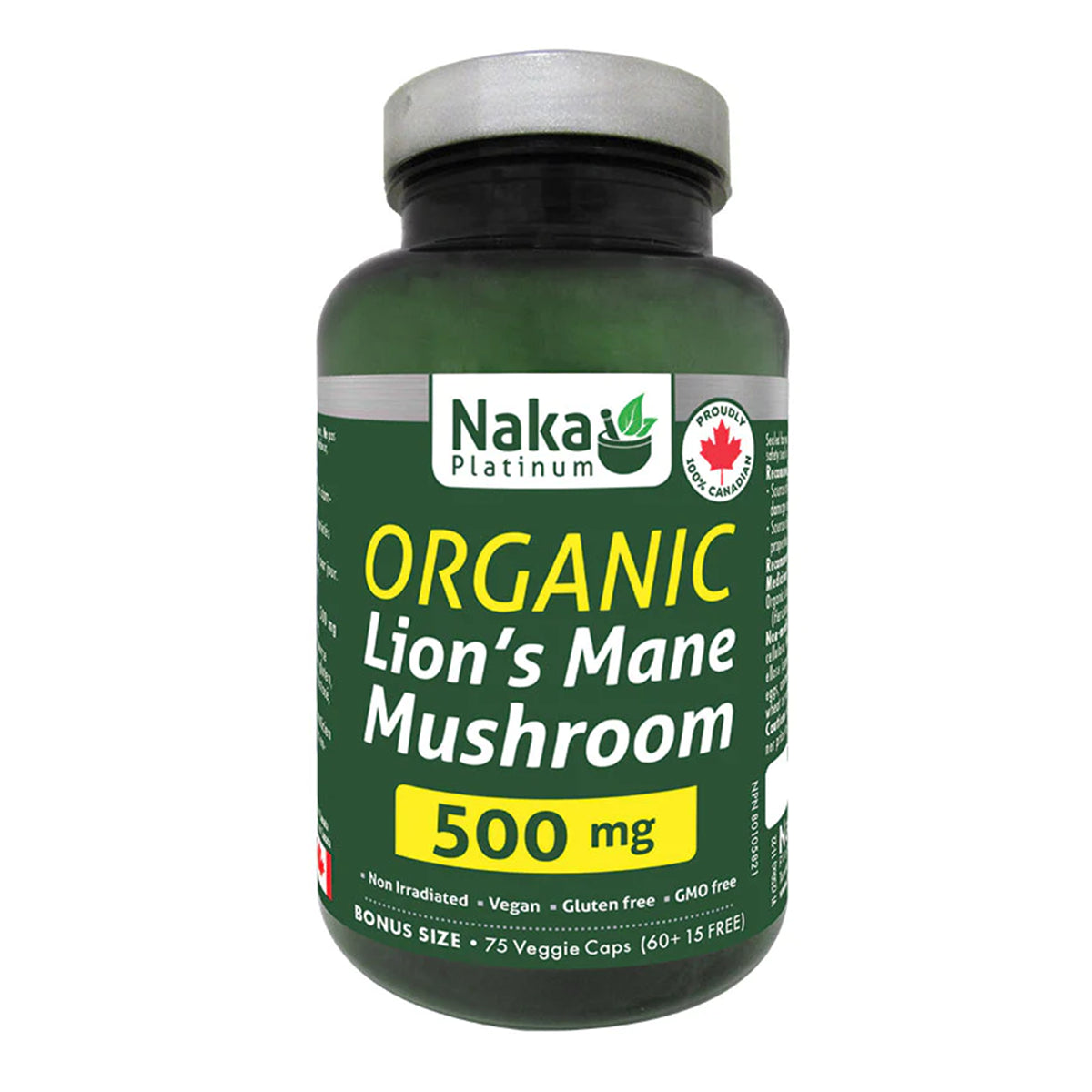 Naka Platinum Lion's Mane 500mg – 75 Veggie Caps