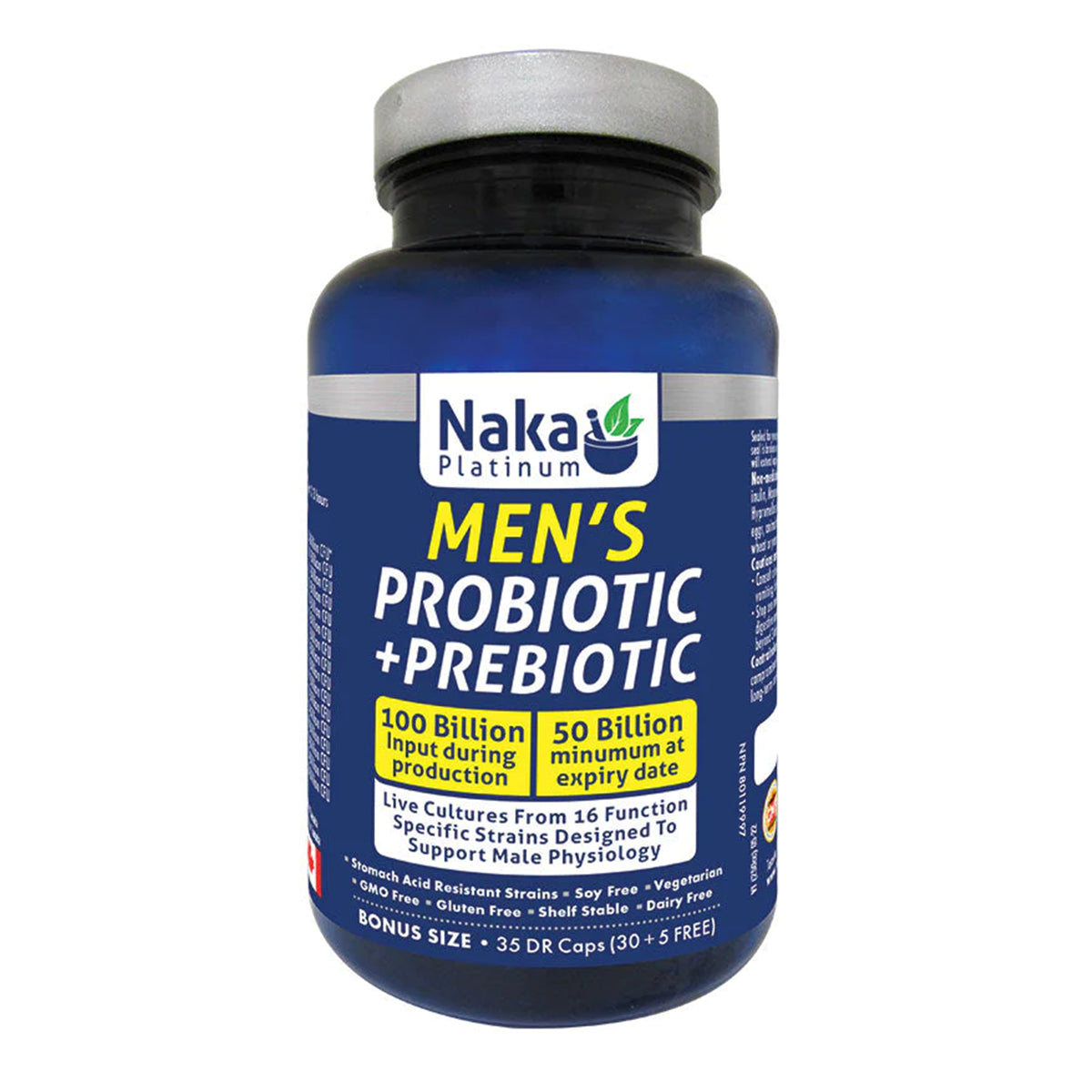 Naka Platinum Men's Probiotic + Prebiotic 100 Billion – 35 Veggie Caps