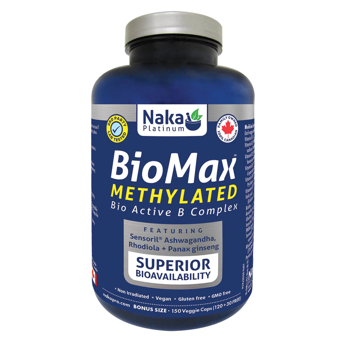 Naka Platinum BioMax Bio Active B Complex – 150 Veggie Caps