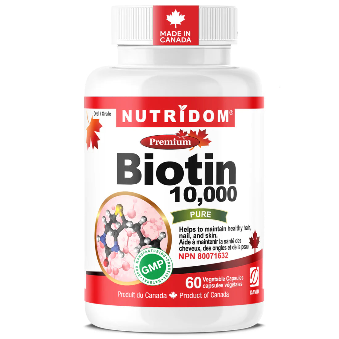 Nutridom Biotin 10,000mcg – 60 Capsules