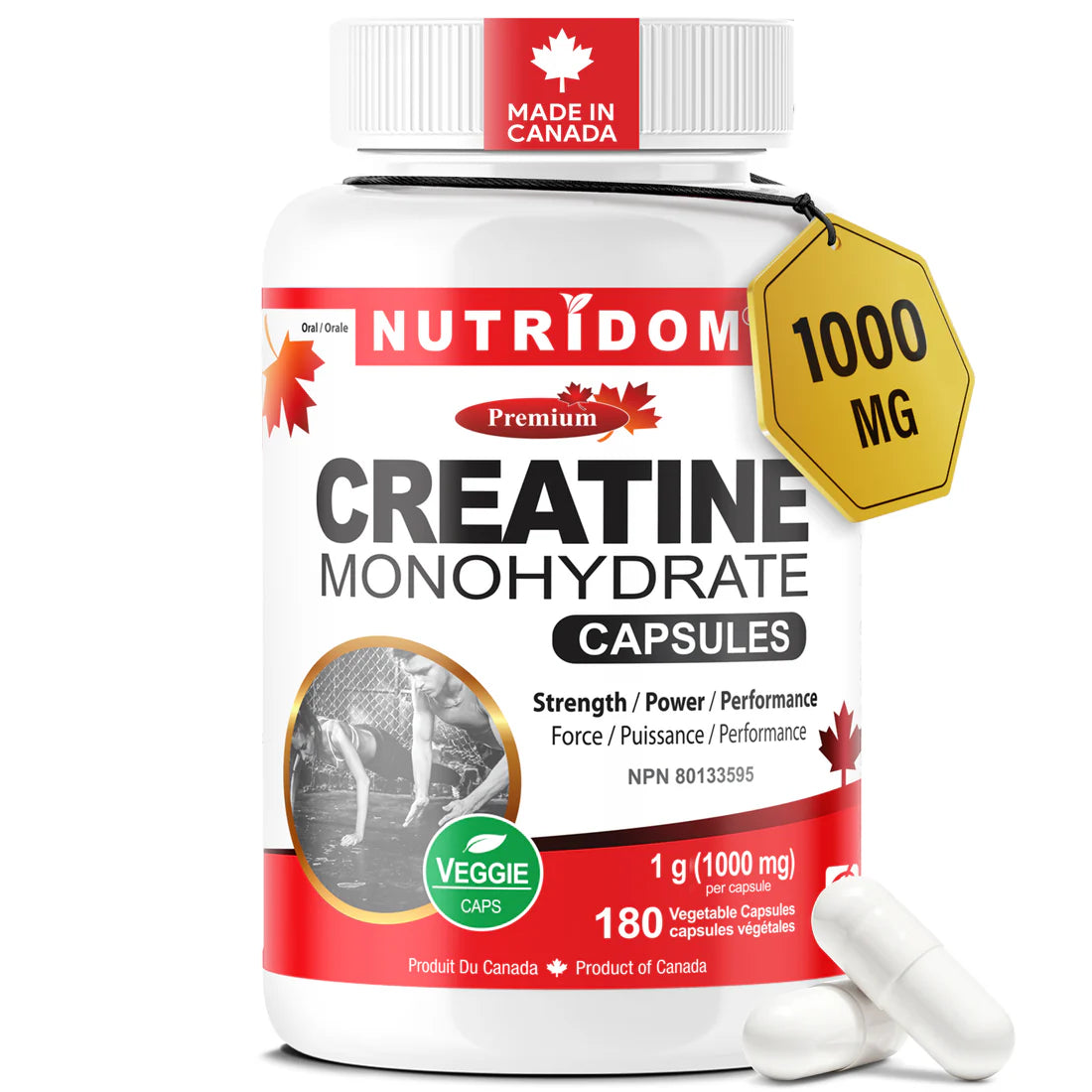 Nutridom Creatine Monohydrate – 180 V-Caps