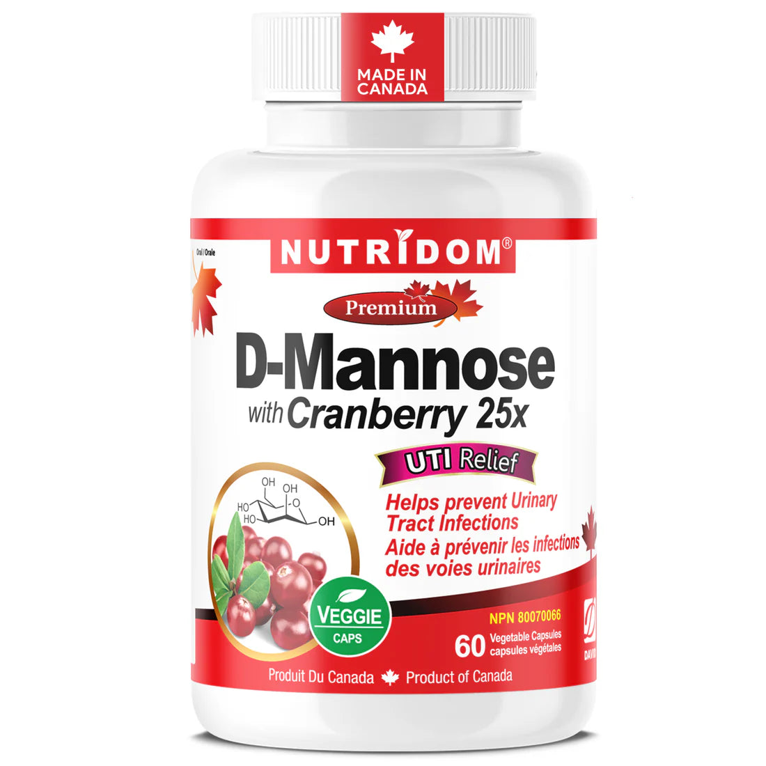 Nutridom D-Mannose with Cranberry – 60 Capsules