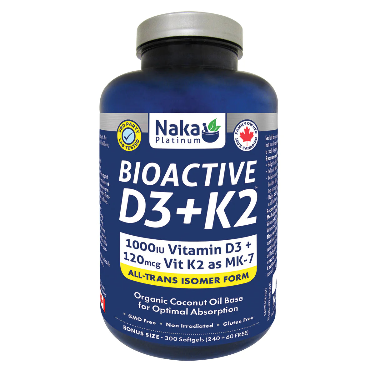 Naka Platinum D3+K2 – 150 Softgels