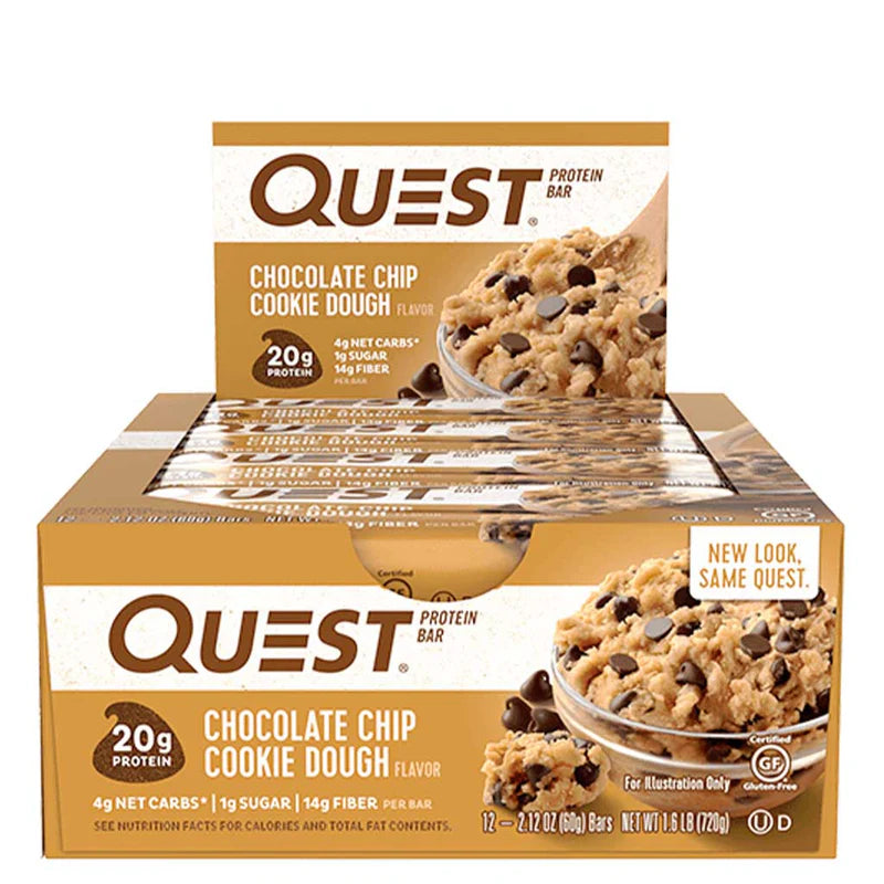 Quest Chocolate Chip Cookie Dough – Full Box (12 Pieces)