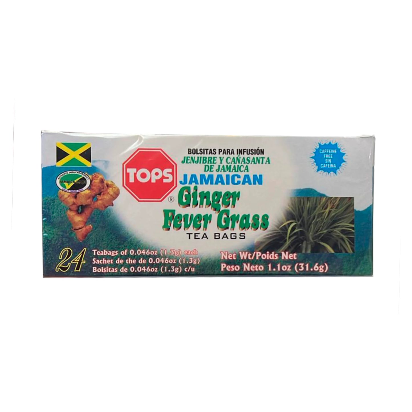 Tops Jamaican Ginger Lemongrass/ Fevergrass Tea – 24 Tea Bags 🌿 | Digestion, Detox & Immune Support