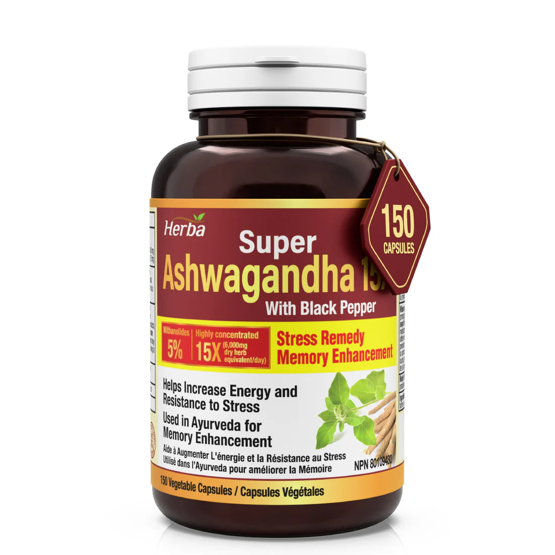 Herba Super Ashwagandha Supplement – 150 Capsules