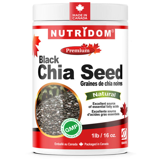 Nutridom Certified Organic Raw Black Chia Seeds – 1lb