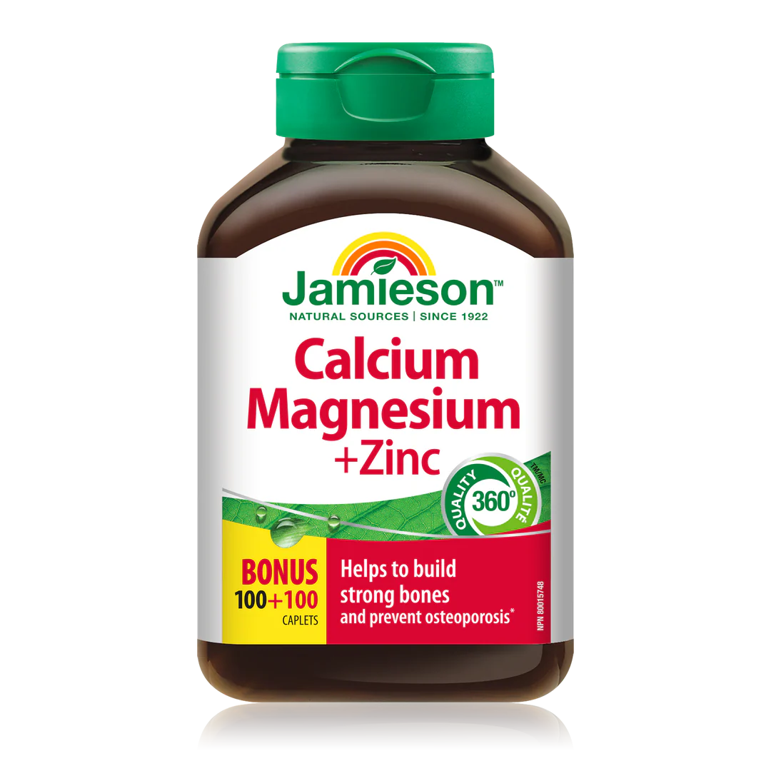 Jamieson Calcium Magnesium + Zinc – 100 + 100 Caplets