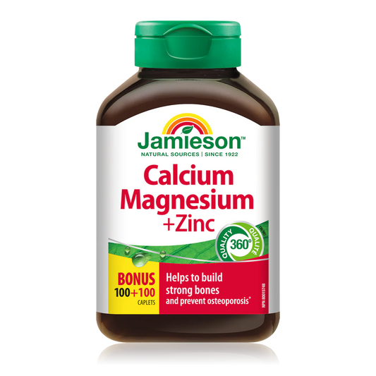 Jamieson Calcium Magnesium + Zinc – 100 + 100 Caplets