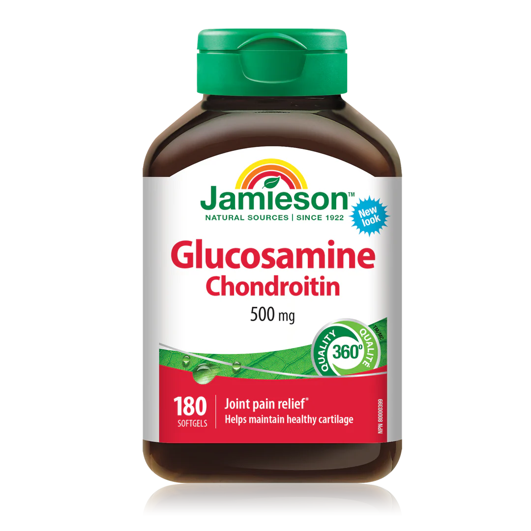 Jamieson Glucosamine + Chondroitin 500 mg – 180 Softgels