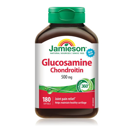 Jamieson Glucosamine + Chondroitin 500 mg – 180 Softgels
