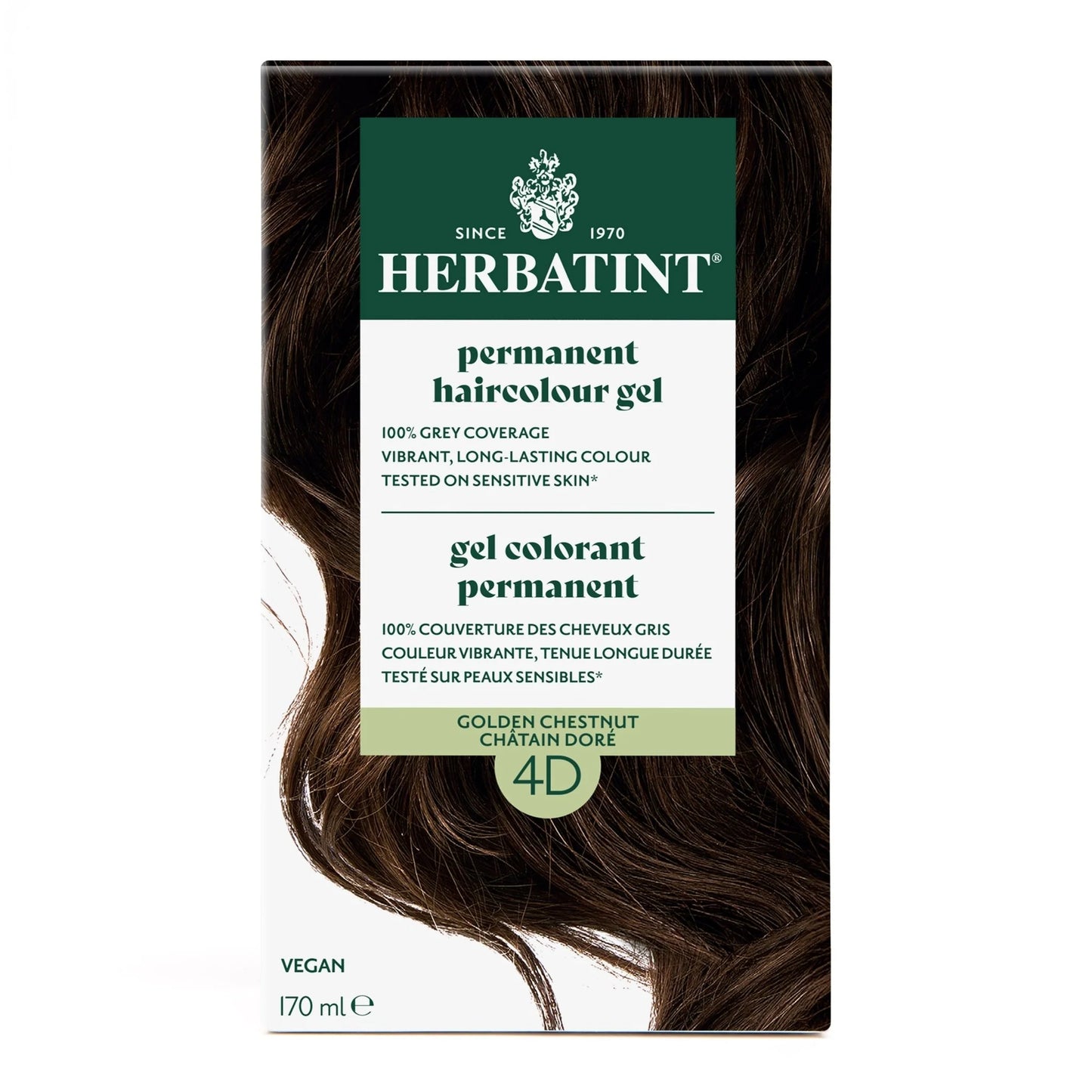 Herbatint Permanent Hair Color Gel 4D Golden Chestnut – 170 mL
