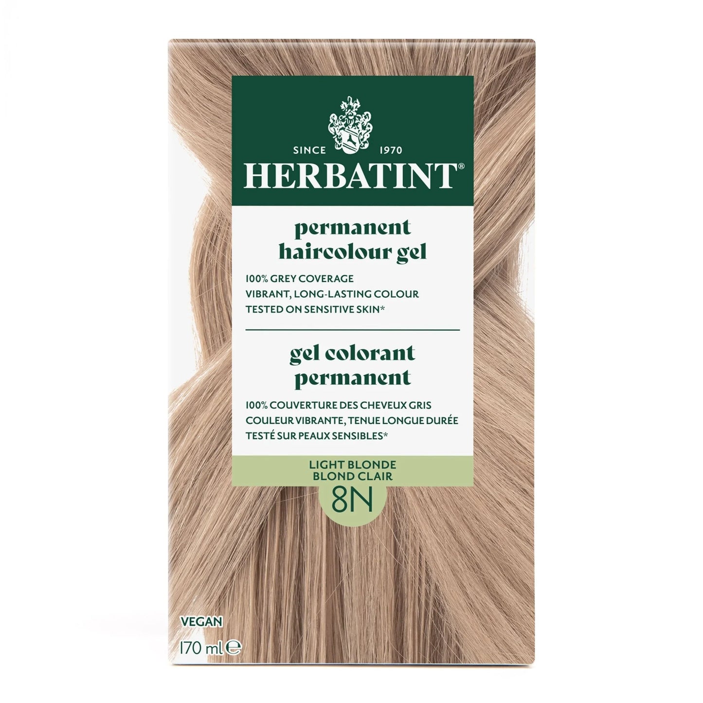 Herbatint Permanent Hair Color Gel 8N Light Blonde – 170 mL