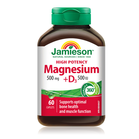 Jamieson Magnesium 500 mg + Vitamin D3 500 IU – 60 Caplets