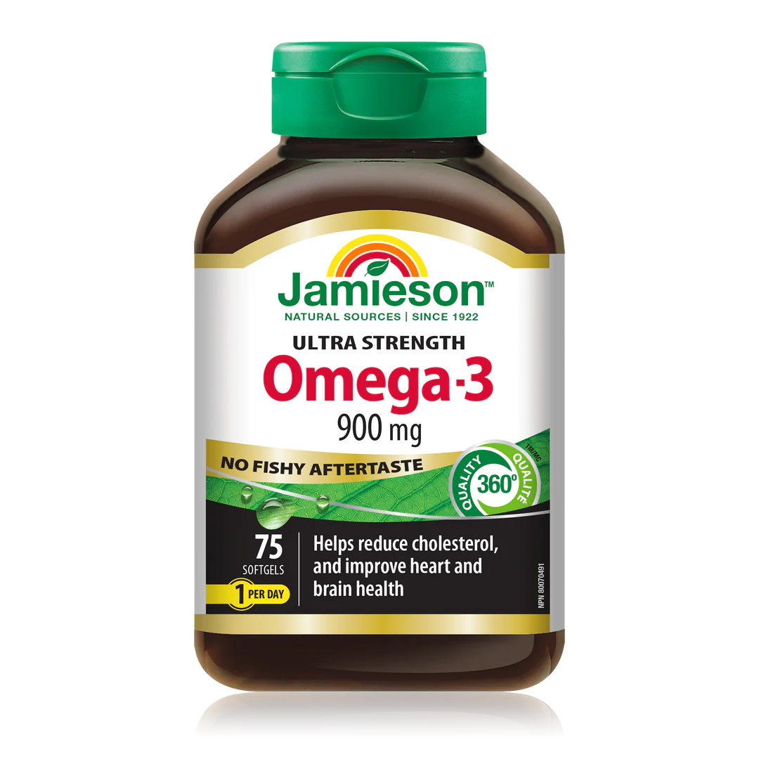 Jamieson Omega-3 (No Fishy Aftertaste) 900 mg – 75 Softgels