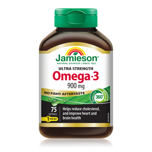 Jamieson Omega-3 (No Fishy Aftertaste) 900 mg – 75 Softgels
