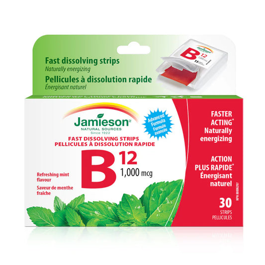 Jamieson Vitamin B12 1000 mcg Strips – 30 Strips