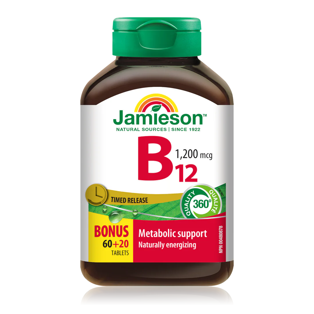 Jamieson Vitamin B12 1200 mcg Timed Release – 60 + 20 Caplets