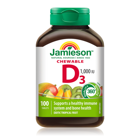 Jamieson Vitamin D3 1000 IU Chew – Tropical (100 Chewables)
