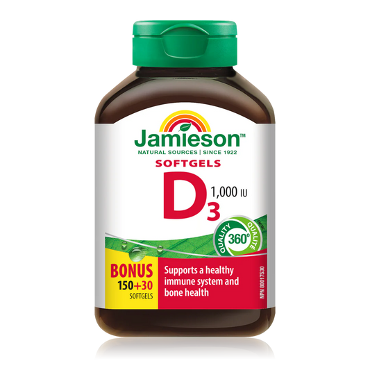 Jamieson Vitamin D3 1000 IU Softgels – 150 + 30 Softgels