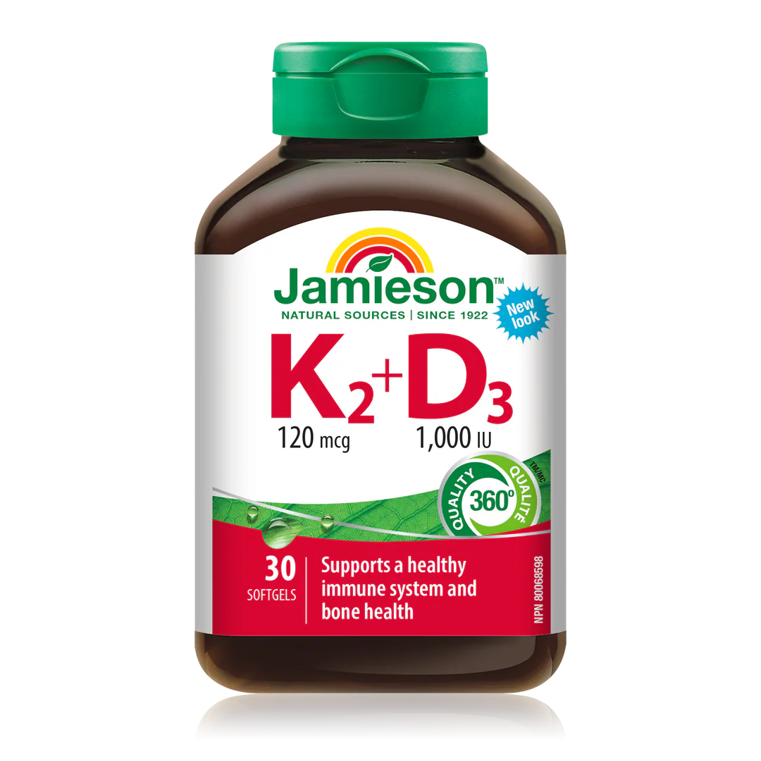 Jamieson Vitamin K2 + Vitamin D3 120 mcg / 1000 IU – 30 Caplets