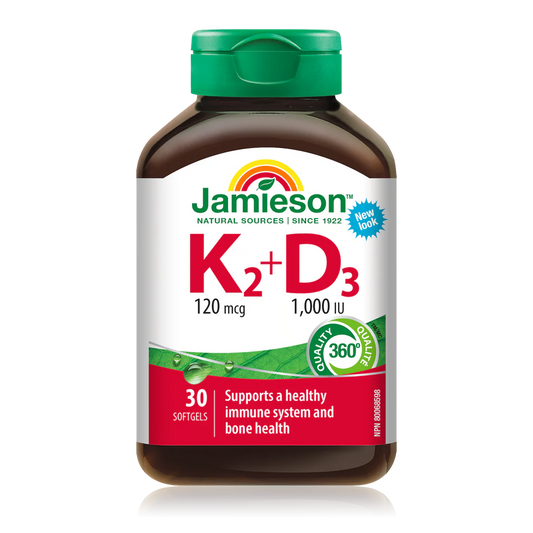 Jamieson Vitamin K2 + Vitamin D3 120 mcg / 1000 IU – 30 Caplets