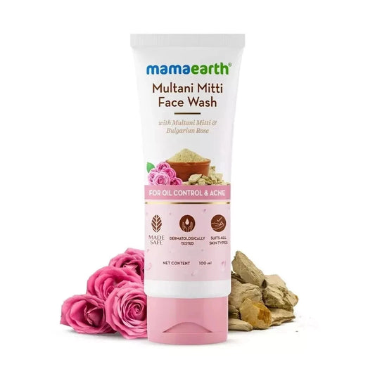 Mamaearth Multani Mitti Face Wash with Multani Mitti &amp; Bulgarian Rose – 100mL