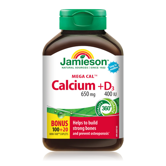 Jamieson Mega Cal Calcium 650 mg & Vitamin D3 400 IU – Caplets