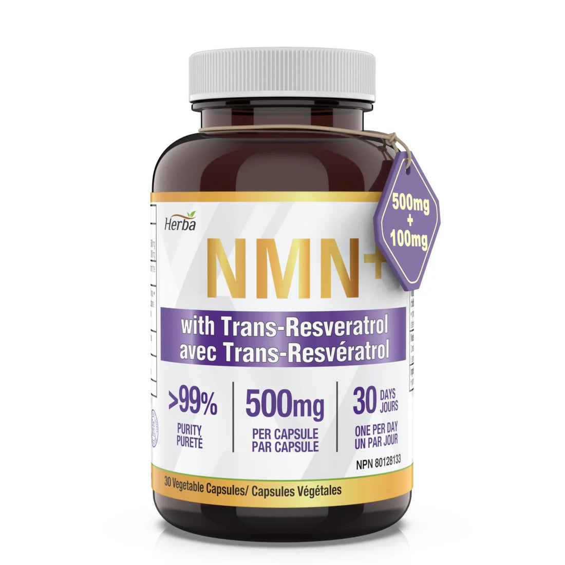Herba NMN Supplement + Resveratrol – 600 mg | 30 Vegetable Capsules