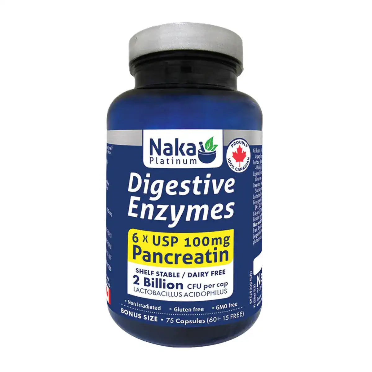Naka Platinum Digestive Enzymes – 75 Veggie Caps
