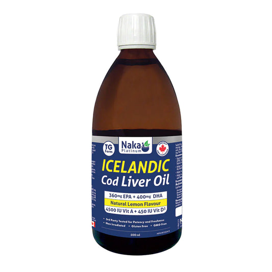 Naka Platinum Icelandic Cod Liver Oil Natural Lemon – 500mL