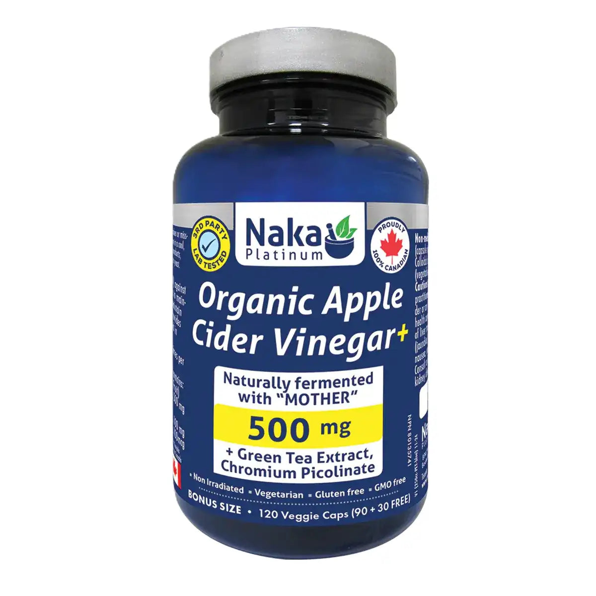 Naka Platinum Organic Apple Cider Vinegar+ 500mg – 90+30 Veggie Caps