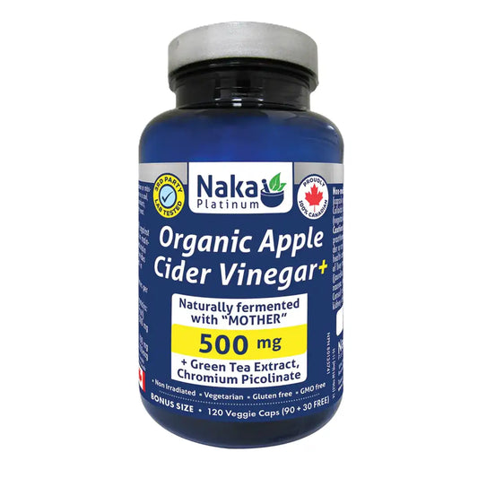 Naka Platinum Organic Apple Cider Vinegar+ 500mg – 90+30 Veggie Caps