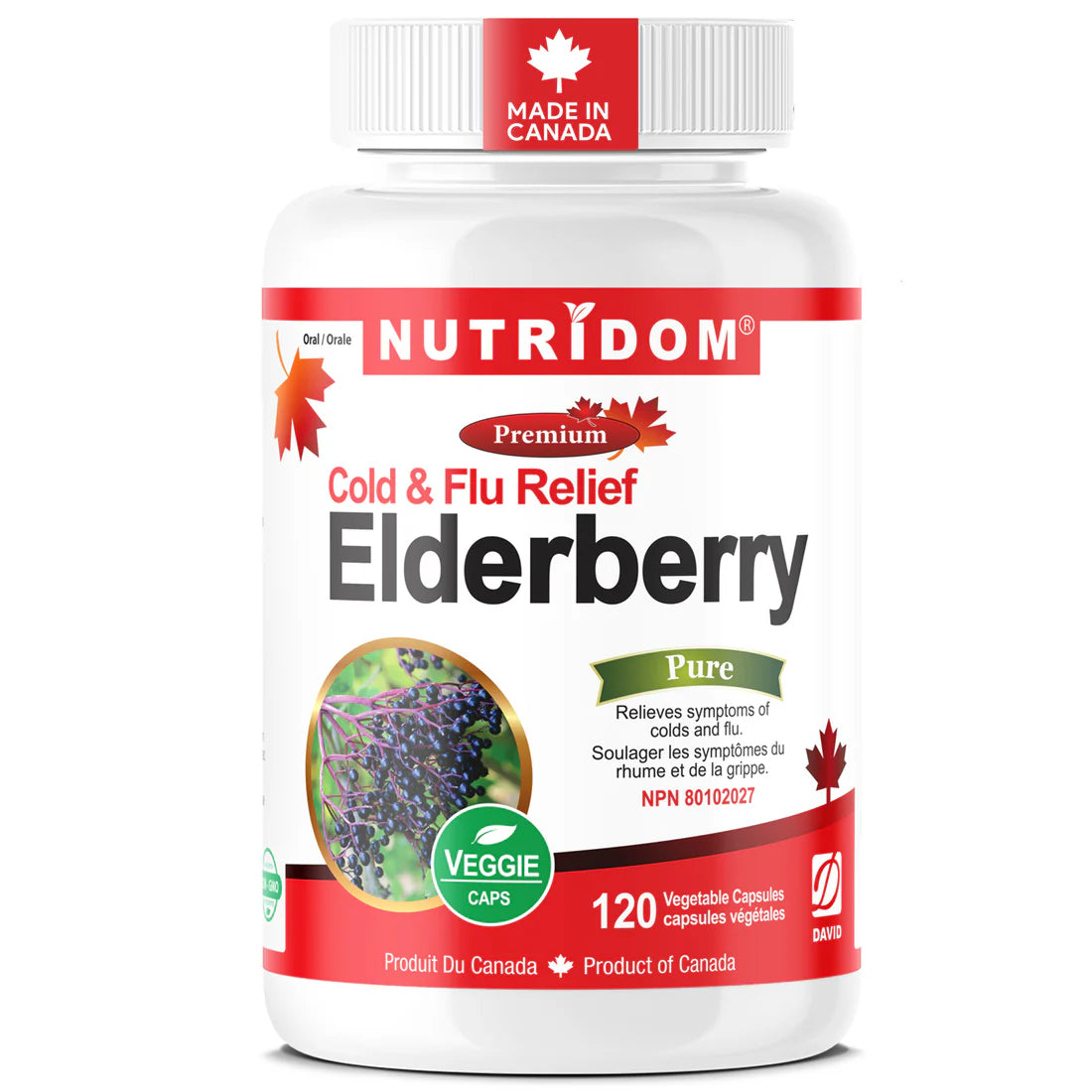 Nutridom Cold & Flu Relief Elderberry – 120 Capsules