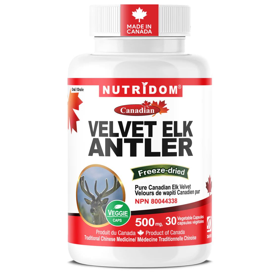 Nutridom Canadian Velvet Elk Antler – 30 Capsules