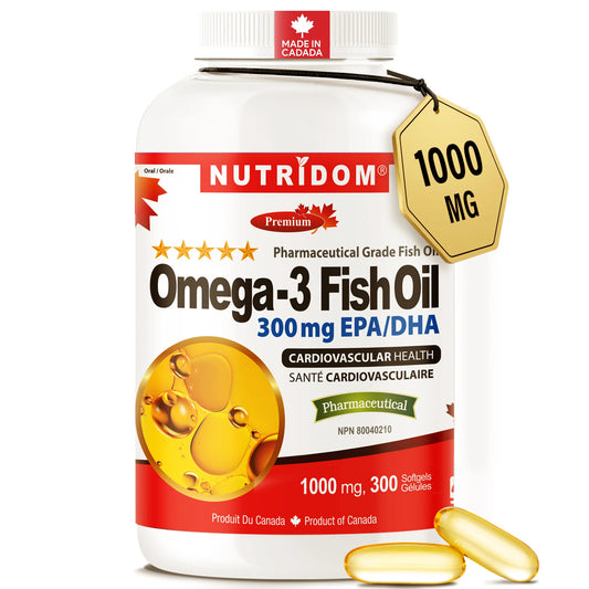Nutridom Omega-3 Fish Oil – 1000mg | 300 Softgels