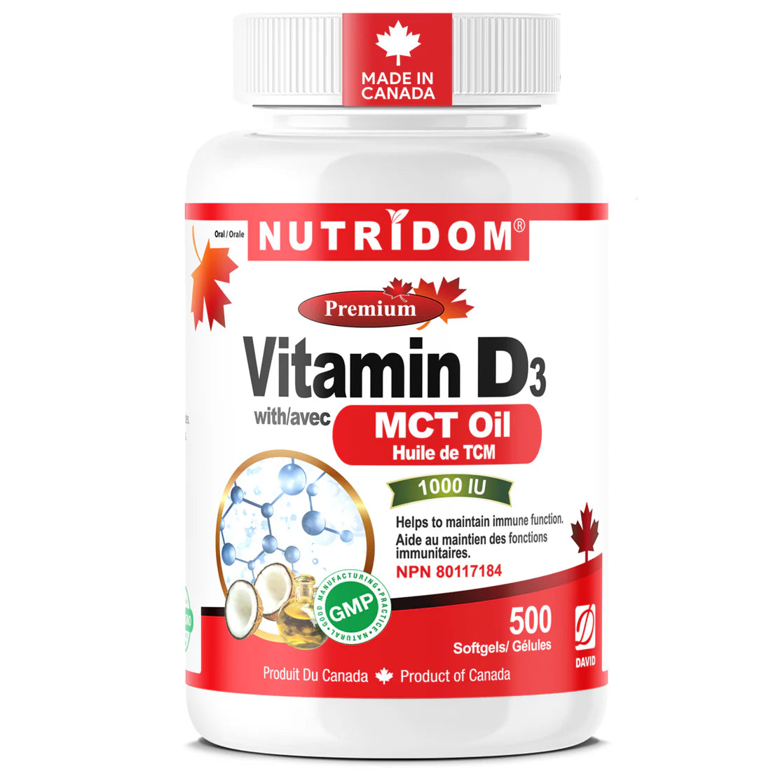 Nutridom Vitamin D3 1,000 IU – 500 Softgels