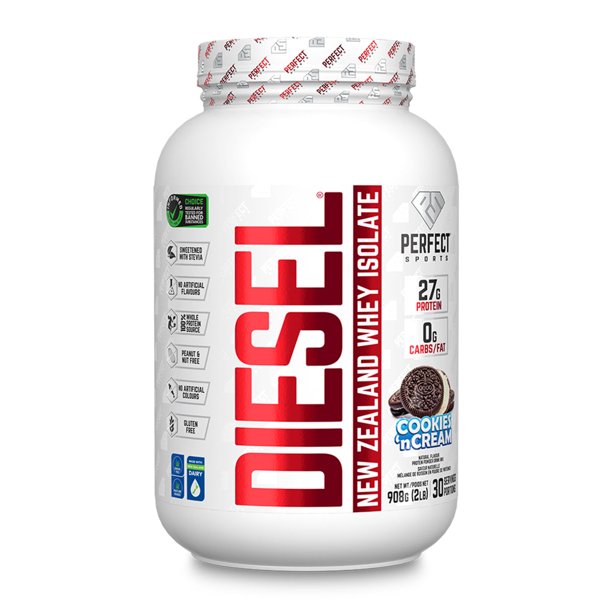 Perfect Sports DIESEL 100% Whey Isolate – 2 lbs | Cookies and Cream