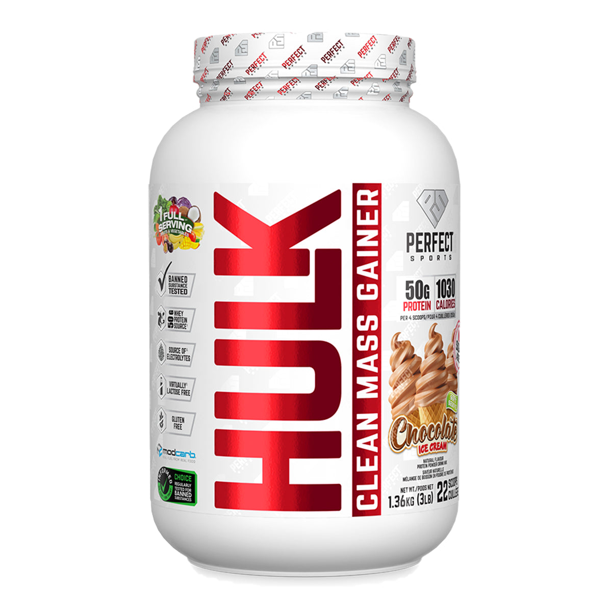 Perfect Sports Hulk Clean Mass Gainer – 3 lbs | Chocolate Ice Cream