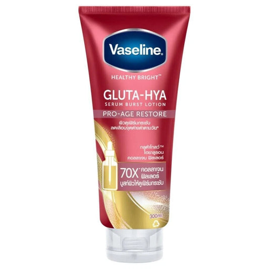 Vaseline Healthy Bright Gluta-Hya Serum Burst Lotion Pro-Age Restore – 300ml ✨ | Hydration, Glow & Skin Renewal (THAILAND)